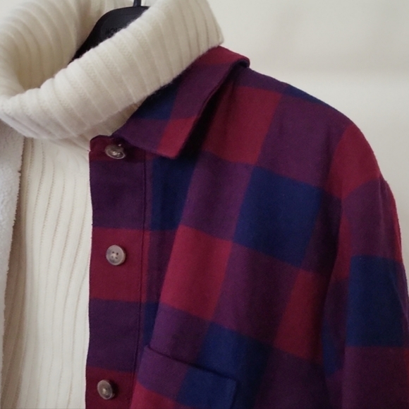 J. Crew Sherpa Lined Oversized Plaid Shacket - Picture 2 of 14